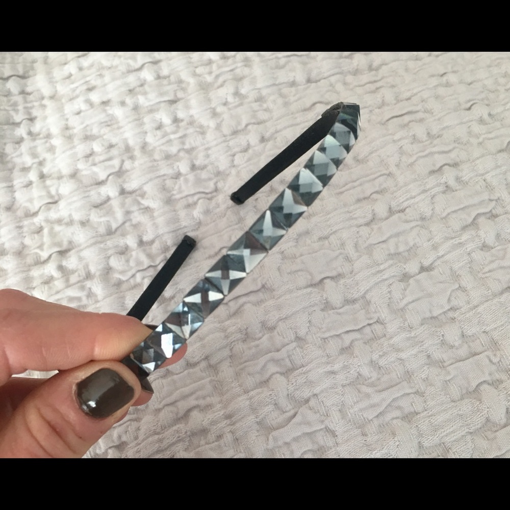 J.Crew crystal/silver headband with black trim